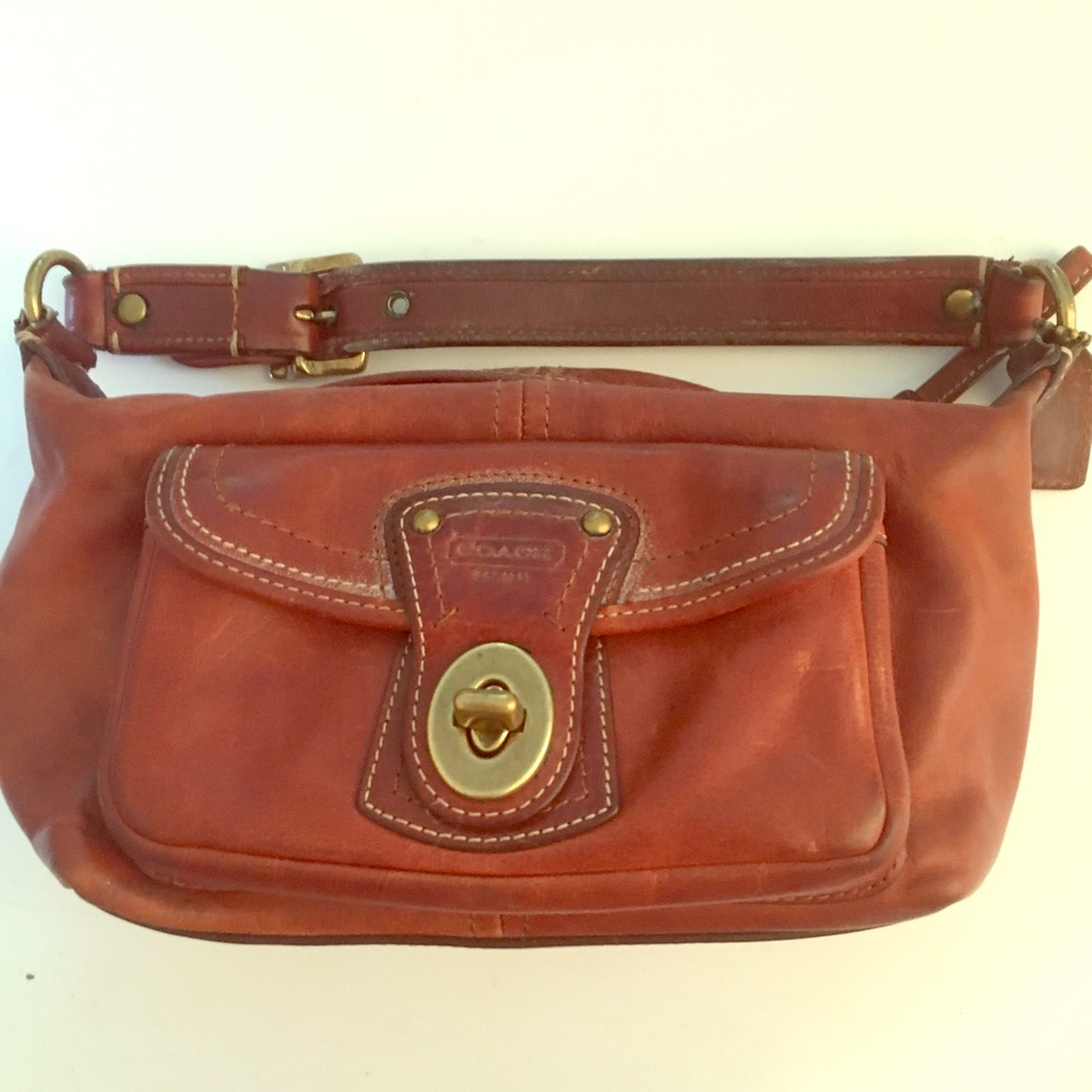 Coach Legacy Stripe Whiskey Leather Bag